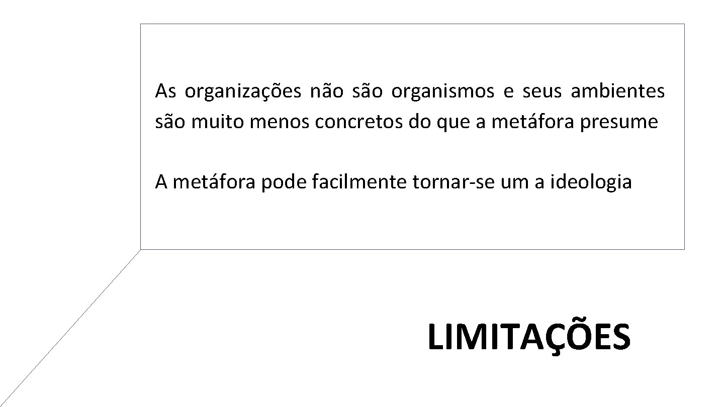 As organizações não são organismos e seus ambientes são muito menos concretos do que