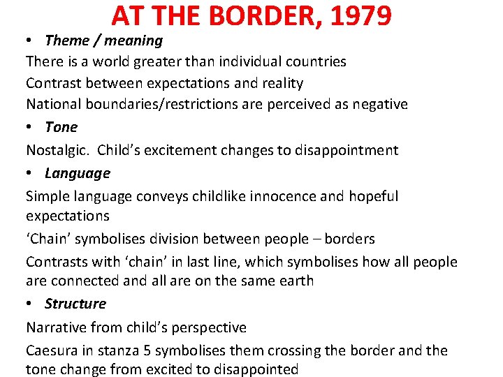 AT THE BORDER, 1979 • Theme / meaning There is a world greater than