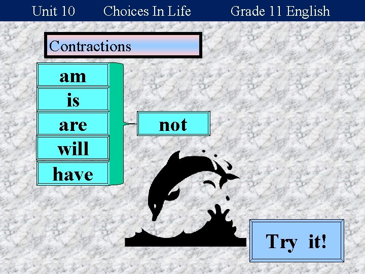 Unit 10 Choices In Life Grade 11 English Contractions am is are will have