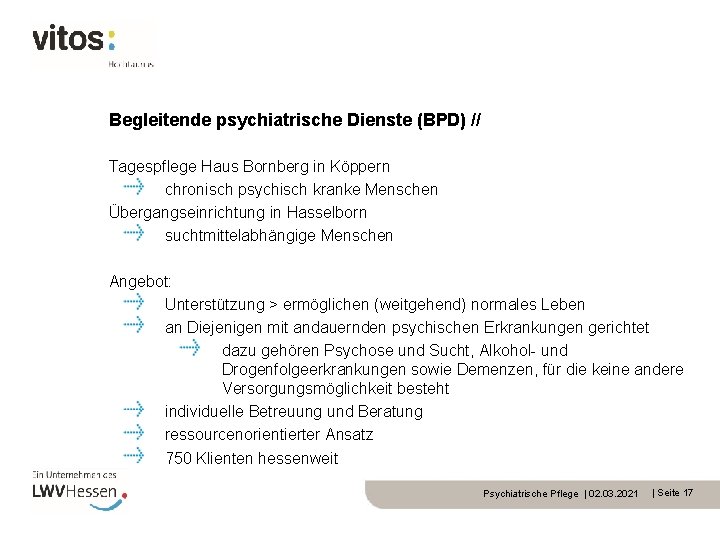 Begleitende psychiatrische Dienste (BPD) // Tagespflege Haus Bornberg in Köppern chronisch psychisch kranke Menschen