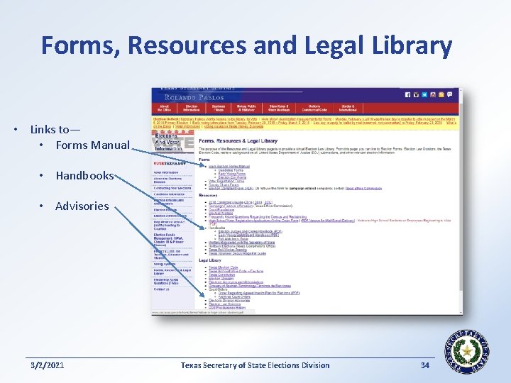 Forms, Resources and Legal Library • Links to— • Forms Manual • Handbooks •