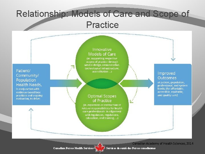 Relationship: Models of Care and Scope of Practice Canadian Academy of Health Sciences, 2014