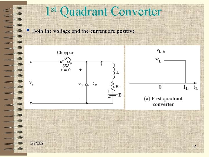 1 st Quadrant Converter • Both the voltage and the current are positive 3/2/2021