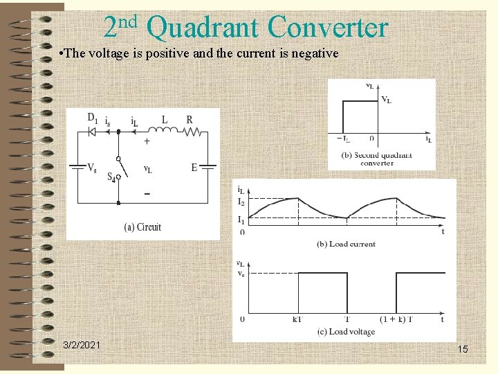 2 nd Quadrant Converter • The voltage is positive and the current is negative