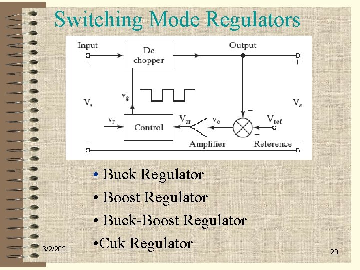 Switching Mode Regulators 3/2/2021 • Buck Regulator • Boost Regulator • Buck-Boost Regulator •