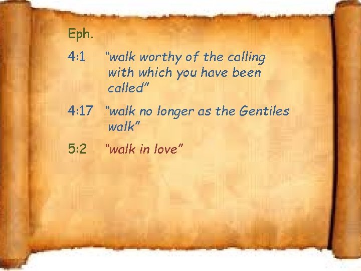 Eph. 4: 1 “walk worthy of the calling with which you have been called”