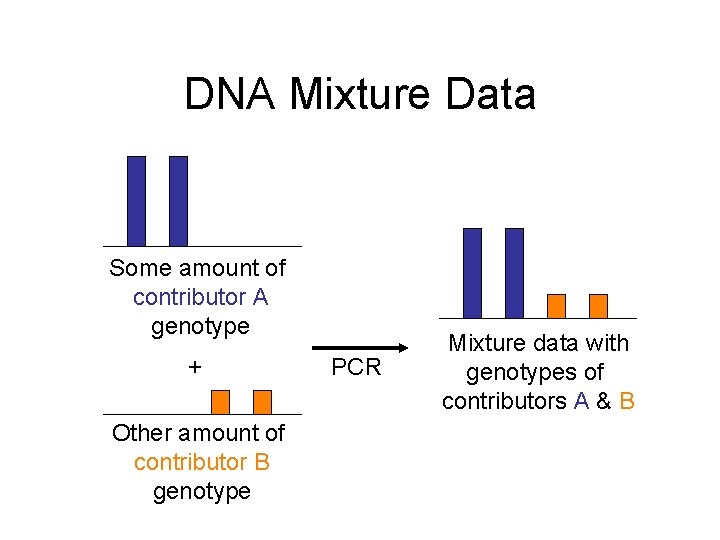 DNA Mixture Data Some amount of contributor A genotype + Other amount of contributor
