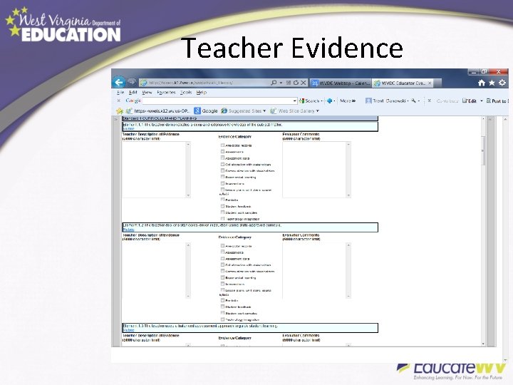 Teacher Evidence 