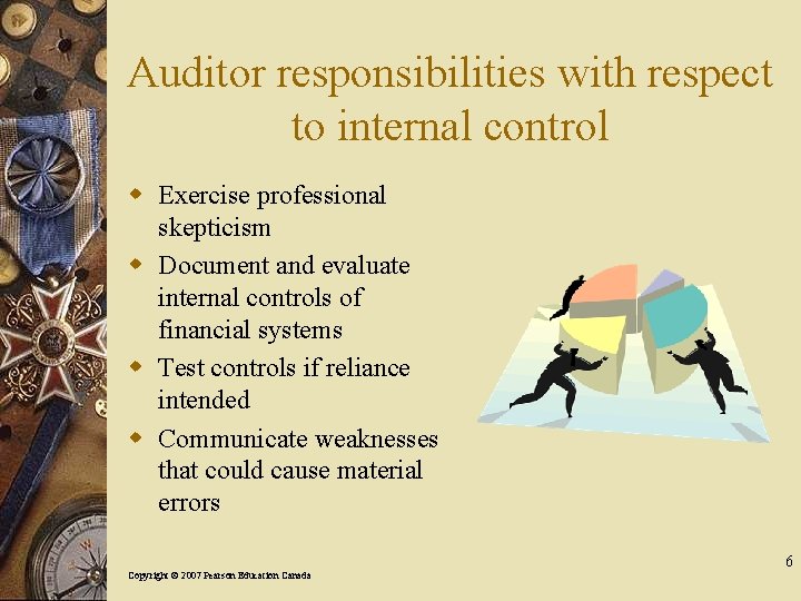 Auditor responsibilities with respect to internal control w Exercise professional skepticism w Document and