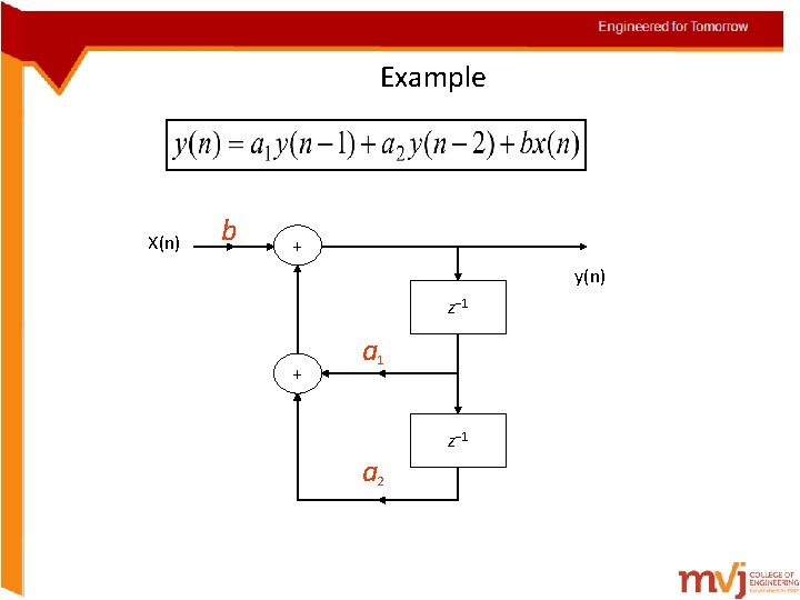 Example X(n) b + y(n) z 1 + a 1 a 2 z 1