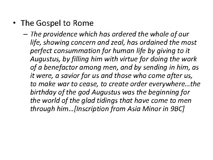  • The Gospel to Rome – The providence which has ordered the whole
