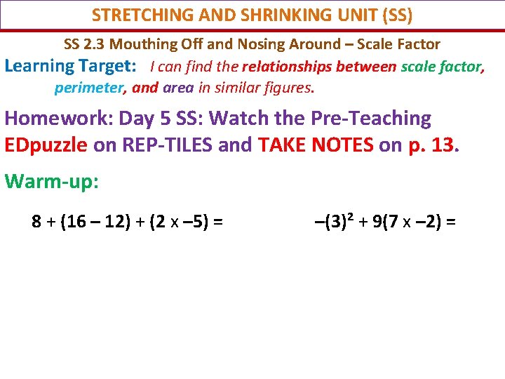 STRETCHING AND SHRINKING UNIT (SS) SS 2. 3 Mouthing Off and Nosing Around – STRETCHING AND SHRINKING UNIT (SS) SS 2. 3 Mouthing Off and Nosing Around –