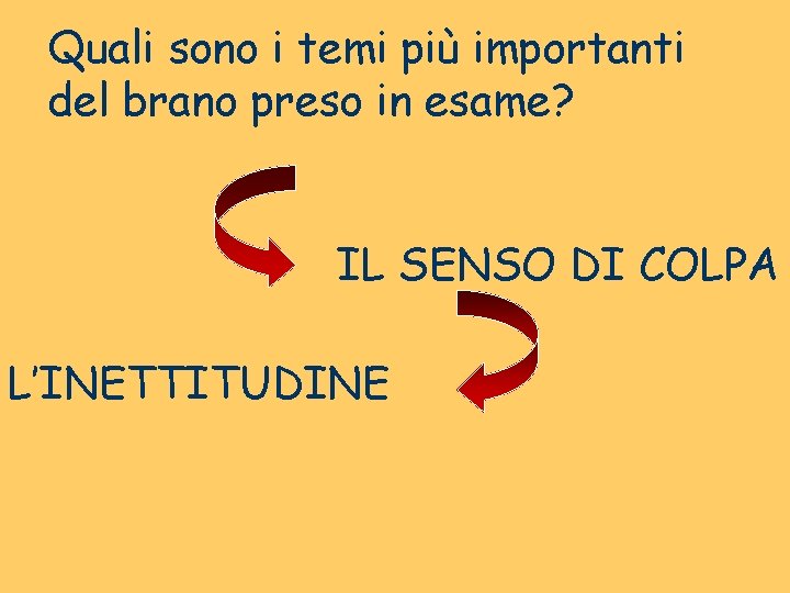 Quali sono i temi più importanti del brano preso in esame? IL SENSO DI