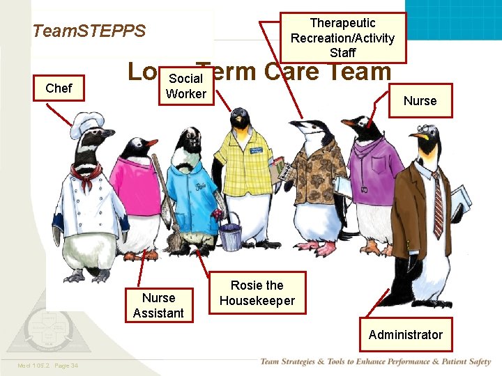 Therapeutic Recreation/Activity Staff Team. STEPPS Chef Long Term Care Team Social Worker Nurse Assistant Therapeutic Recreation/Activity Staff Team. STEPPS Chef Long Term Care Team Social Worker Nurse Assistant