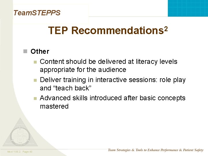 Team. STEPPS TEP Recommendations 2 n Other n n n Mod 1 05. 2 Team. STEPPS TEP Recommendations 2 n Other n n n Mod 1 05. 2