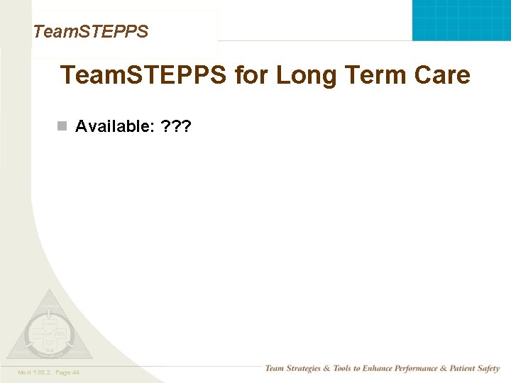 Team. STEPPS for Long Term Care n Available: ? ? ? Mod 1 05. Team. STEPPS for Long Term Care n Available: ? ? ? Mod 1 05.