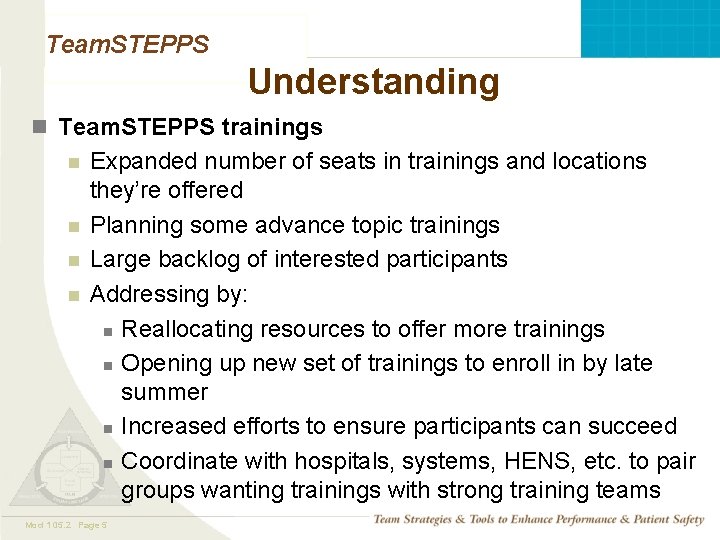 Team. STEPPS Understanding n Team. STEPPS trainings n n Expanded number of seats in Team. STEPPS Understanding n Team. STEPPS trainings n n Expanded number of seats in