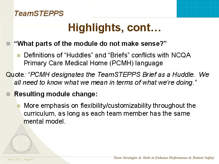 Team. STEPPS Highlights, cont… n “What parts of the module do not make sense? Team. STEPPS Highlights, cont… n “What parts of the module do not make sense?