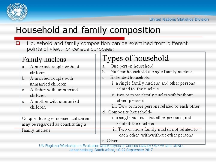 Household and family composition q Household and family composition can be examined from different