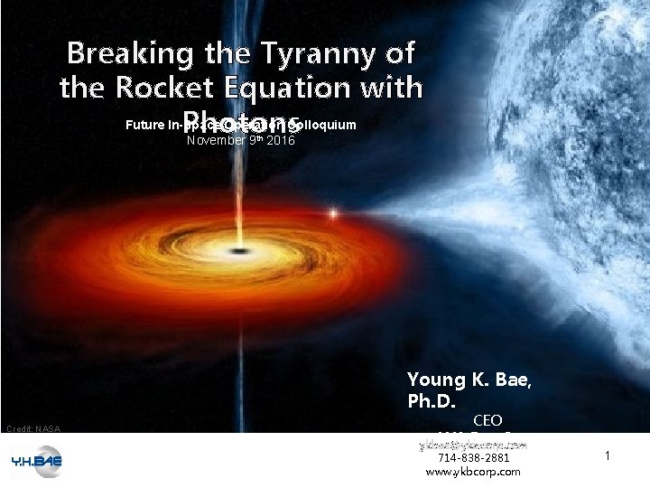 Breaking the Tyranny of the Rocket Equation with Future In-Space Operation Colloquium Photons November