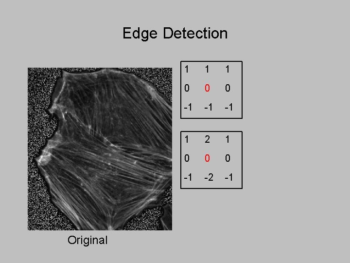 Edge Detection Original 1 1 1 0 0 0 -1 -1 -1 1 2