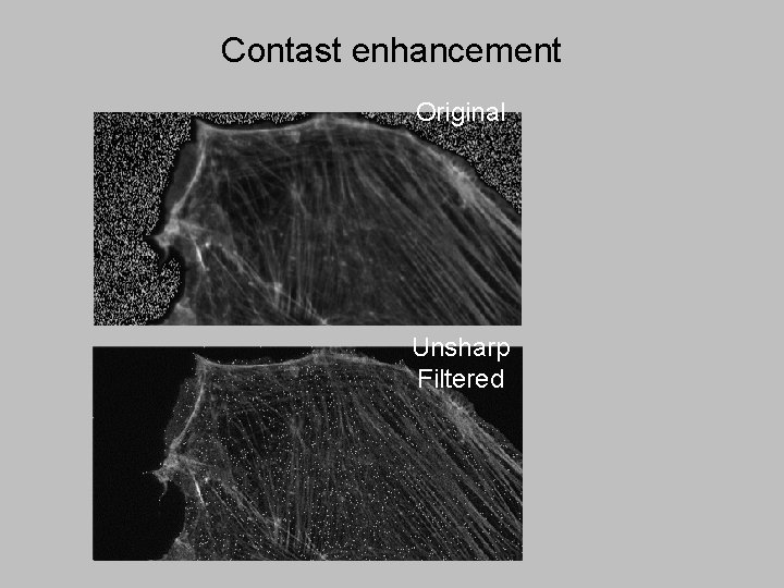 Contast enhancement Original Unsharp Filtered 