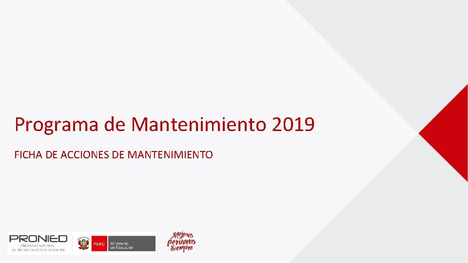 Programa de Mantenimiento 2019 FICHA DE ACCIONES DE MANTENIMIENTO 