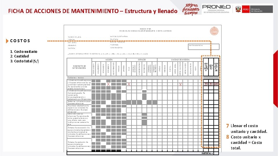 FICHA DE ACCIONES DE MANTENIMIENTO – Estructura y llenado ANEXO Nº 8 A FICHA