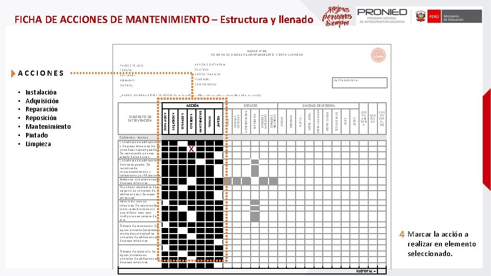 FICHA DE ACCIONES DE MANTENIMIENTO – Estructura y llenado ANEXO Nº 8 A FICHA