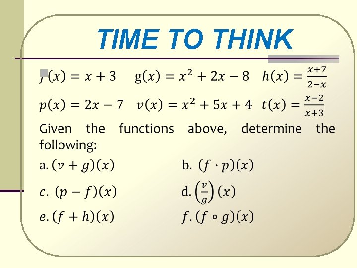 TIME TO THINK n 