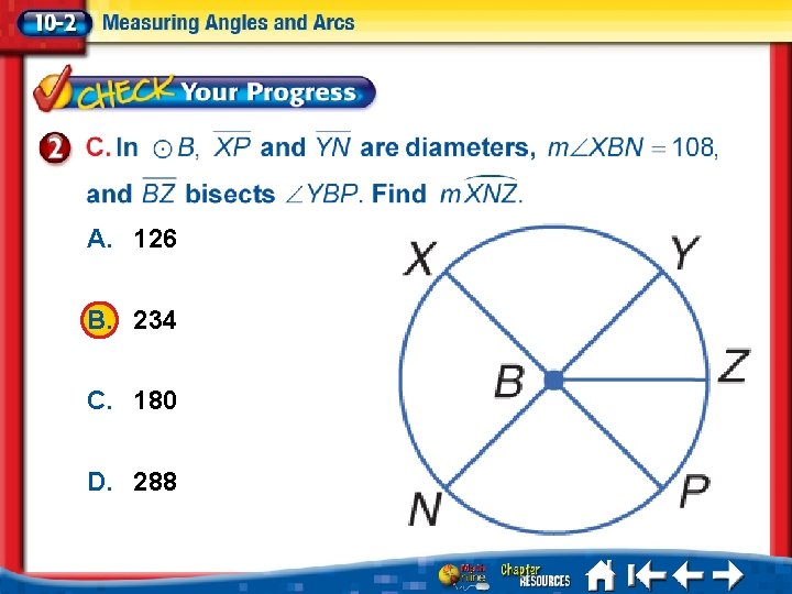 A. 126 B. 234 C. 180 D. 288 1. 2. 3. 4. A B