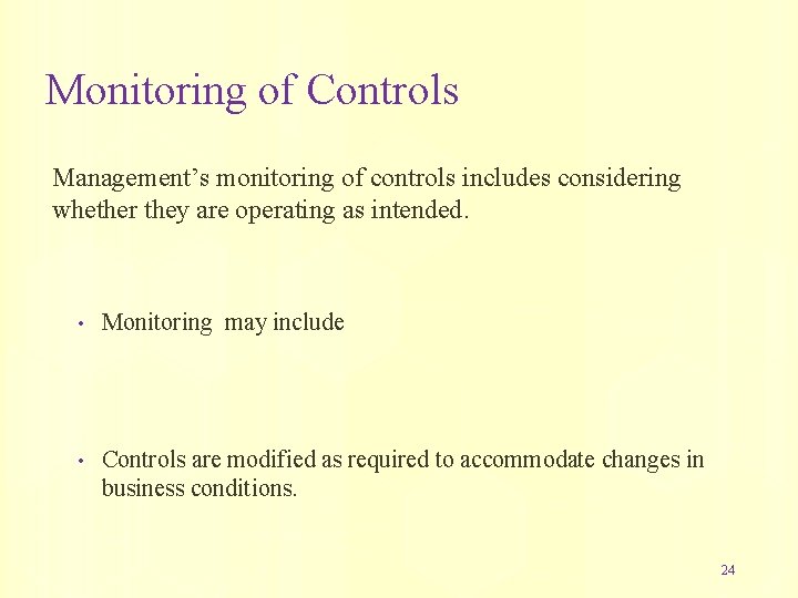 Monitoring of Controls Management’s monitoring of controls includes considering whether they are operating as