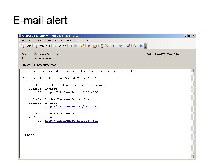 E-mail alert 