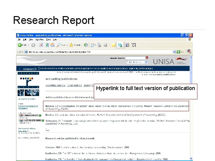 Research Report Hyperlink to full text version of publication 