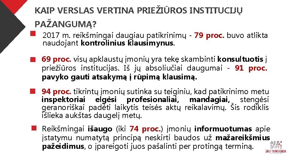 KAIP VERSLAS VERTINA PRIEŽIŪROS INSTITUCIJŲ PAŽANGUMĄ? 2017 m. reikšmingai daugiau patikrinimų - 79 proc.