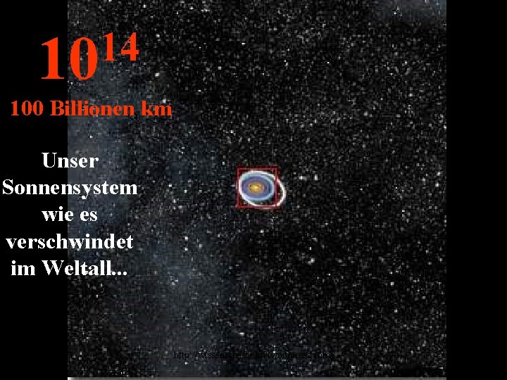 14 10 100 Billionen km Unser Sonnensystem wie es verschwindet im Weltall. . .