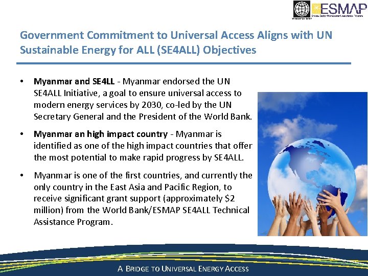 Government Commitment to Universal Access Aligns with UN Sustainable Energy for ALL (SE 4