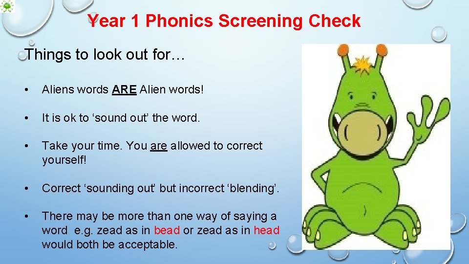 YEAR 1 PHONICS SCREENING PARENTS MEETING 2019 Monday