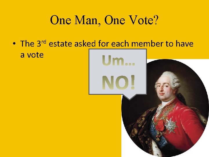 One Man, One Vote? • The 3 rd estate asked for each member to One Man, One Vote? • The 3 rd estate asked for each member to
