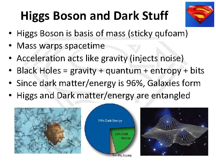 Higgs Boson and Dark Stuff • • • Higgs Boson is basis of mass