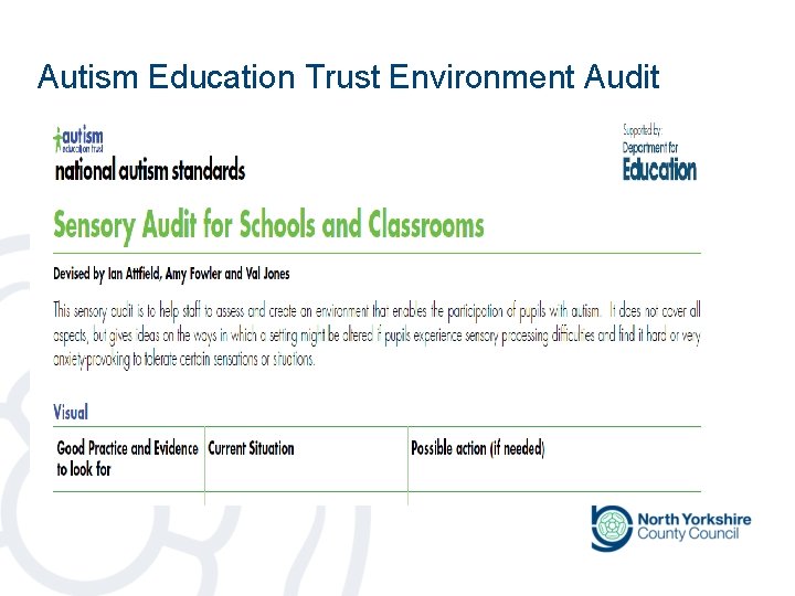 Autism Education Trust Environment Audit Autism Education Trust Environment Audit