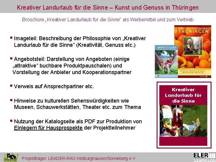 Kreativer Landurlaub für die Sinne – Kunst und Genuss in Thüringen Broschüre „Kreativer Landurlaub
