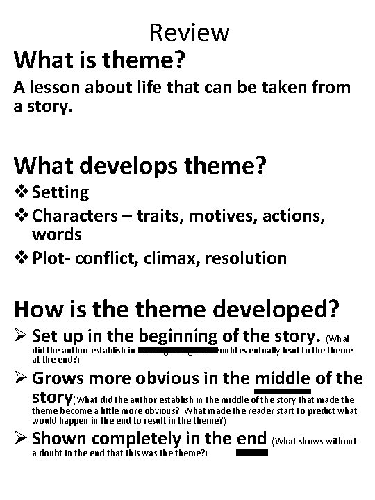 Review What is theme? A lesson about life that can be taken from a