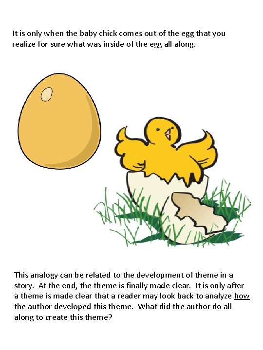 It is only when the baby chick comes out of the egg that you