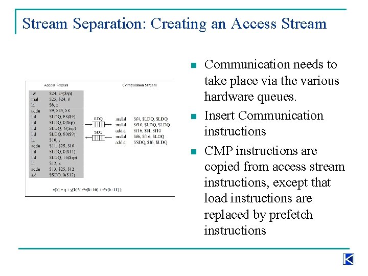 Stream Separation: Creating an Access Stream n n n Communication needs to take place Stream Separation: Creating an Access Stream n n n Communication needs to take place