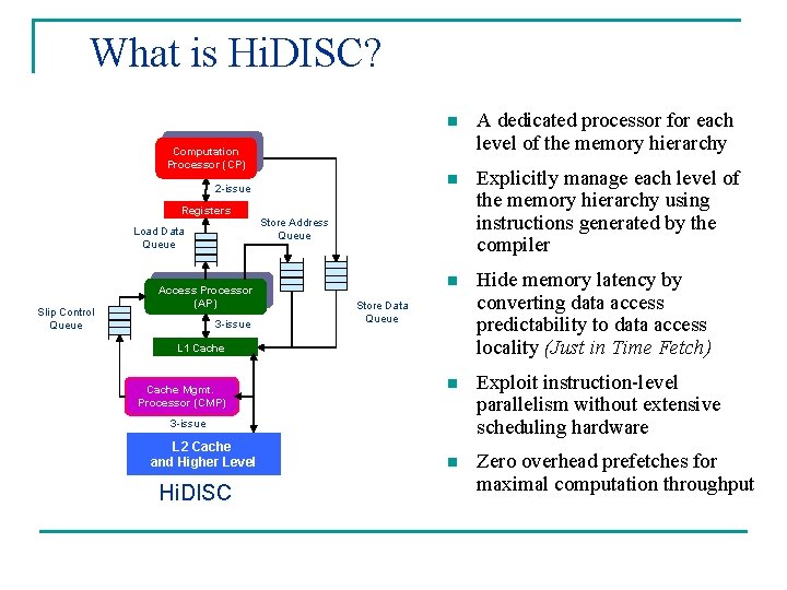 What is Hi. DISC? n A dedicated processor for each level of the What is Hi. DISC? n A dedicated processor for each level of the