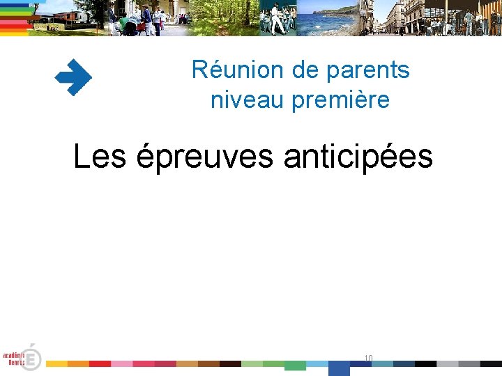 Réunion de parents niveau première Les épreuves anticipées 10 