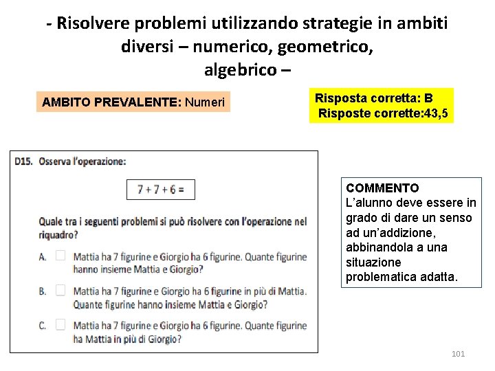 - Risolvere problemi utilizzando strategie in ambiti diversi – numerico, geometrico, algebrico – AMBITO