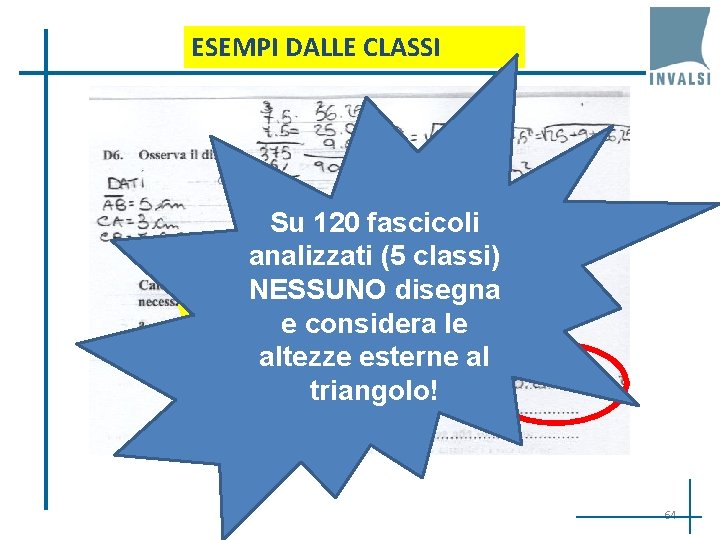 ESEMPI DALLE CLASSI Su 120 fascicoli oclassi) m s i analizzati (5 ” n