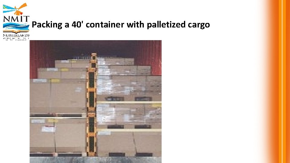 Packing a 40' container with palletized cargo 